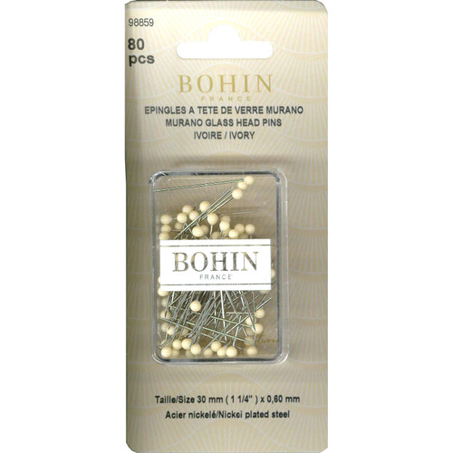 PIN GLASS HEAD 1.25"80c IVORY PK OF 5 EA