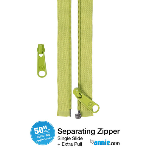 ZIPPER 50" SEPARATING APPLE GREEN