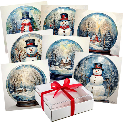 NOTE CARD WINT SNOW GLOBE COLL 7ct SET