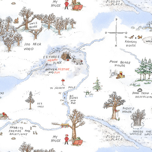 CHRISTMAS POOH CRNR 9122MK 07 DIGITAL MINKY 60"