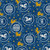 YEAR OF THE HORSE 191P 26738 WHITE ON BLUE SATEEN 118"