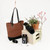 KIT LEATHER TOTE BLACK ANTIQUE BRASS