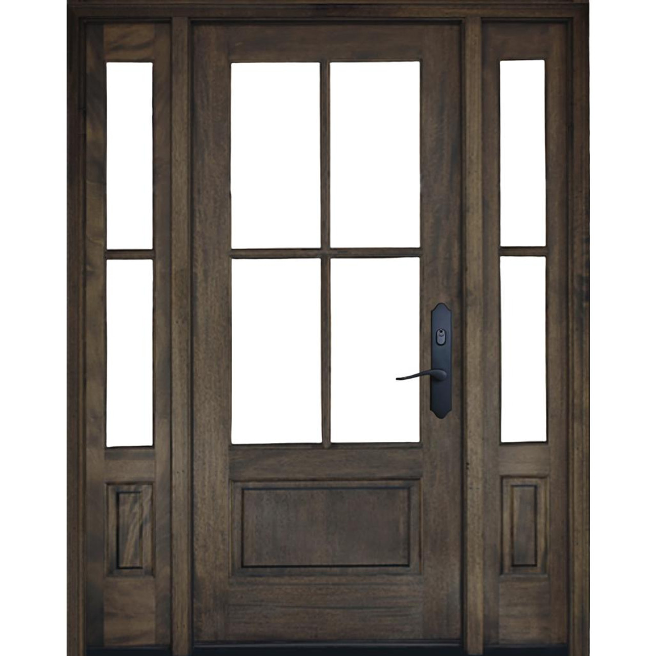Entry Prehung 6 Panel Oval Glass Wood Door with 2 Sidelites
