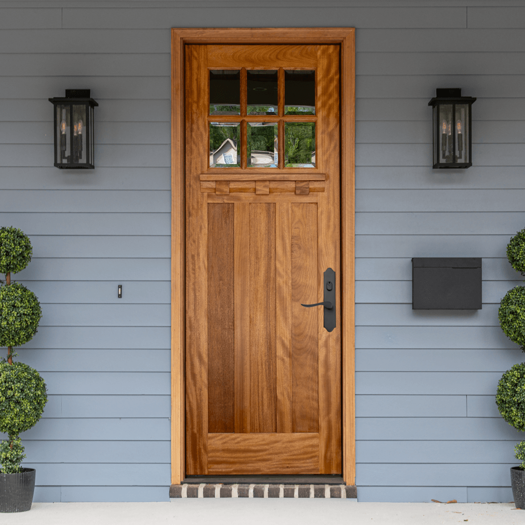 武武トントン！ Mahogany Craftsman 6 Lite Single Front Door | Grand Entry Doors
