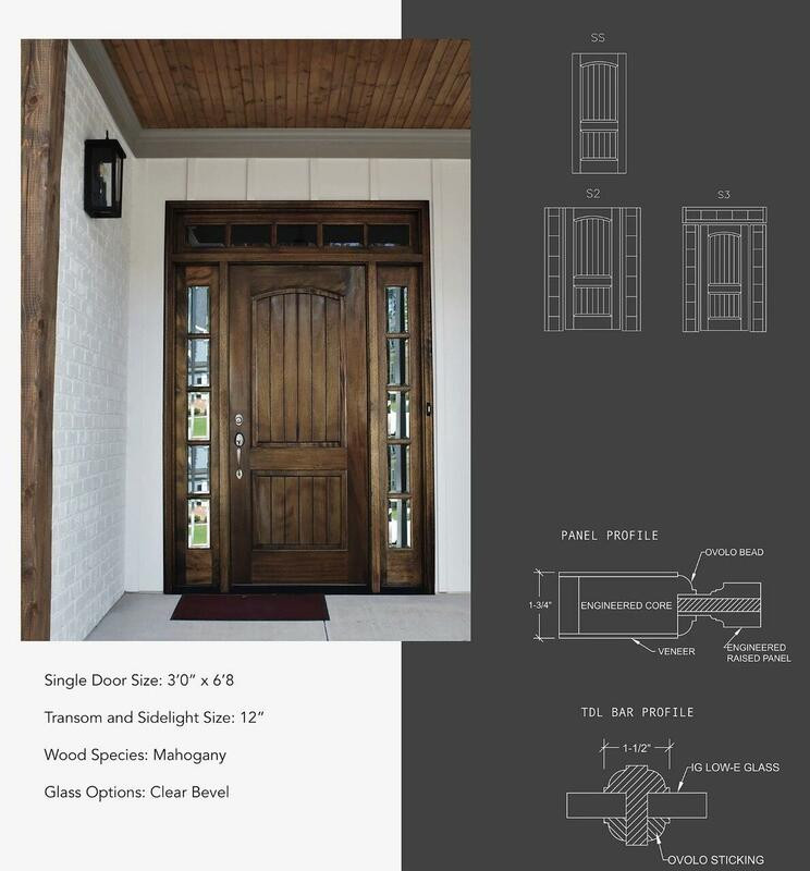 Ventura Solid Panel Mahogany Entry Door with Sidelites and Transom