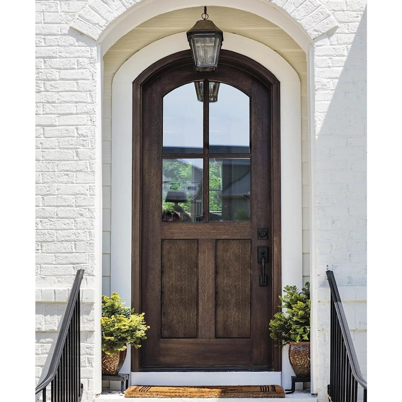 Ridgeland 3'6” x 8'0” 4 Lite Arch-Top Mahogany Entry Door
