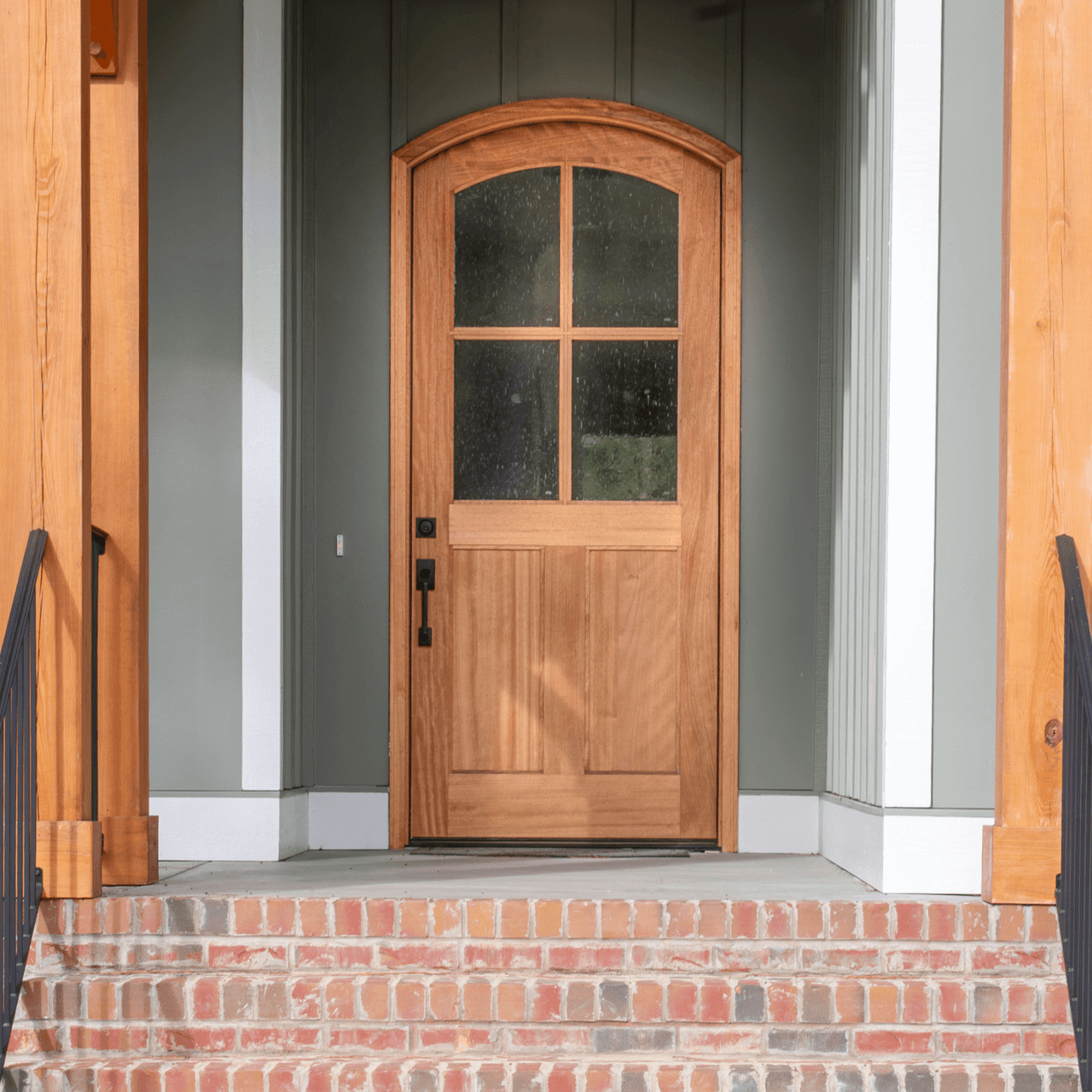 4 Lite Mahogany Arch Top Single Front Entry Door 42” x 96” Clear