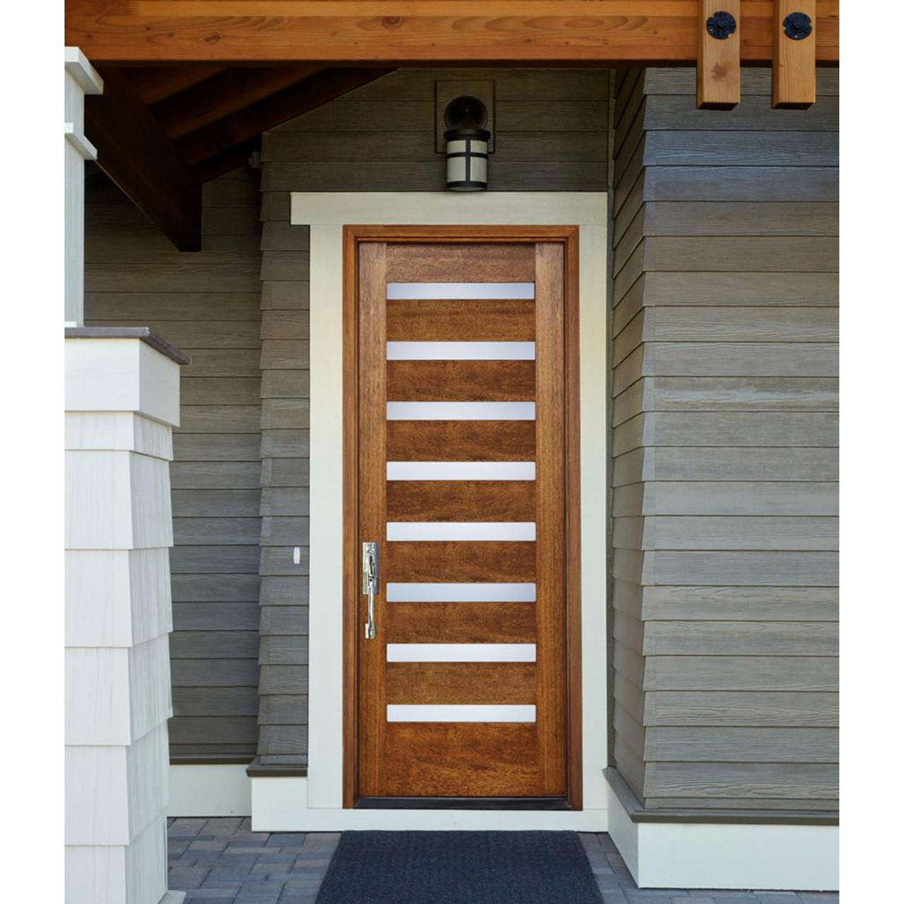 Portland Contemporary Mahogany Single Entry Door