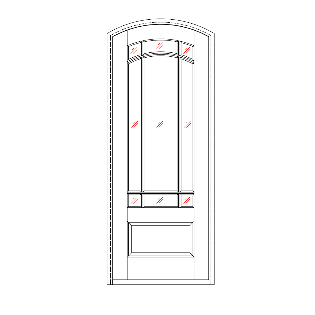 9 Lite Mahogany Arch Top Single Front Entry Door | Grand Entry Doors