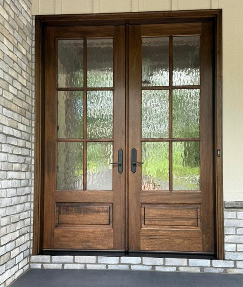 6 Lite Mahogany Double Front Entry Door with clear bevel or