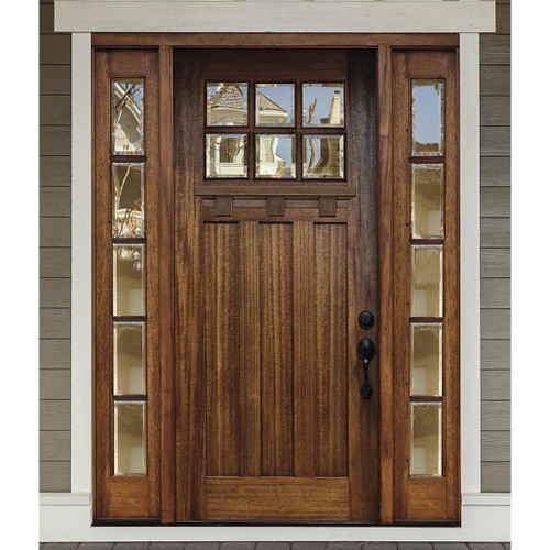 6-Lite Low-E Mahogany Prehung Wood Double Door Unit