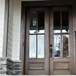 Double mahogany entry door with 4 Lite True Divided Lite glass design for classic charm. Available at GrandEntryDoors.com.