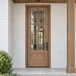 Andalucia 36 x 96 mahogany front entry door with 6-lite clear beveled glass and rich natural wood grain finish