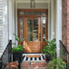Mahogany 6 Lite Wood Front Door with Sidelights & Transom. Mahogany 6 Lite Wood Front Door with Sidelights & Transom.
