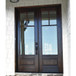 Beautiful 3 Lite mahogany double front door with clear bevel glass for timeless elegance and a bright, inviting entryway. Available at GrandEntryDoors.com.
