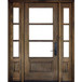 Grand Entry Doors Andalucia 3 Lite 1W3H True Divided Lite Entry Door with Sidelights | Wood Type: African Mahogany | Pictured Finished / Stained.  All wooden front doors are priced and delivered as unfinished / not stained pre-hung units. No finish options available for shipped units.