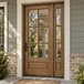 Andalucia Mahogany 6 Lite single front door with single sidelight with Clear Bevel glass.