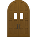 Mediterranean radius top HVHZ impact rated double door with seven-panel construction in mahogany, white oak, or cypress