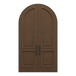 Radius top 2-panel HVHZ impact rated double entry door with arched upper panel construction