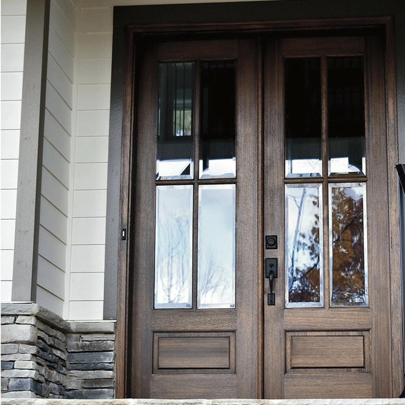 Double mahogany entry door with 4 Lite True Divided Lite glass design for classic charm. Available at GrandEntryDoors.com. Double mahogany entry door with 4 Lite True Divided Lite glass design for classic charm. Available at GrandEntryDoors.com.