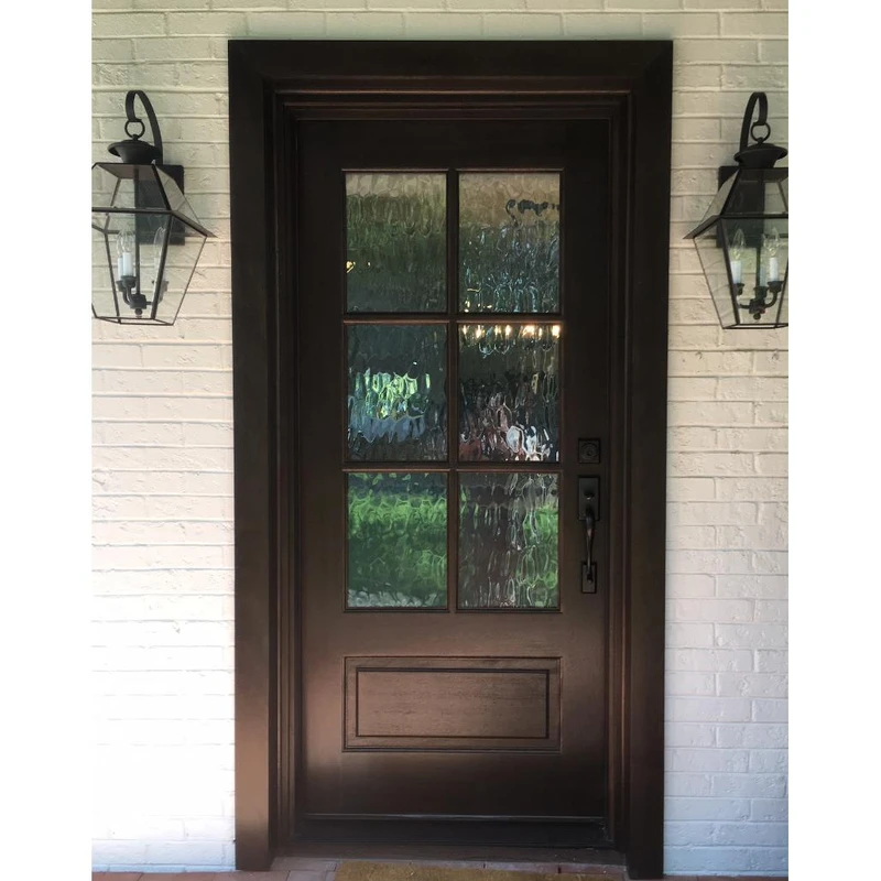Elegant mahogany 6 Lite entry door with Flemish glass that combines warmth, character, and lasting quality. Available at GrandEntryDoors.com.