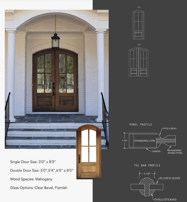 Miranda 6-Lite Arch Double Entry Door