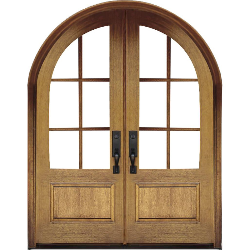 Grand Entry Doors Grand Entry 6-Lite True Divided Lite Half-Round Double Entry Door