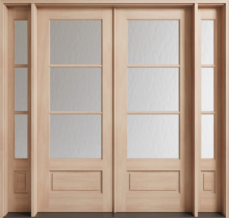 3 Lite Mahogany Double Entry Door with Sidelights | Grand Entry Doors