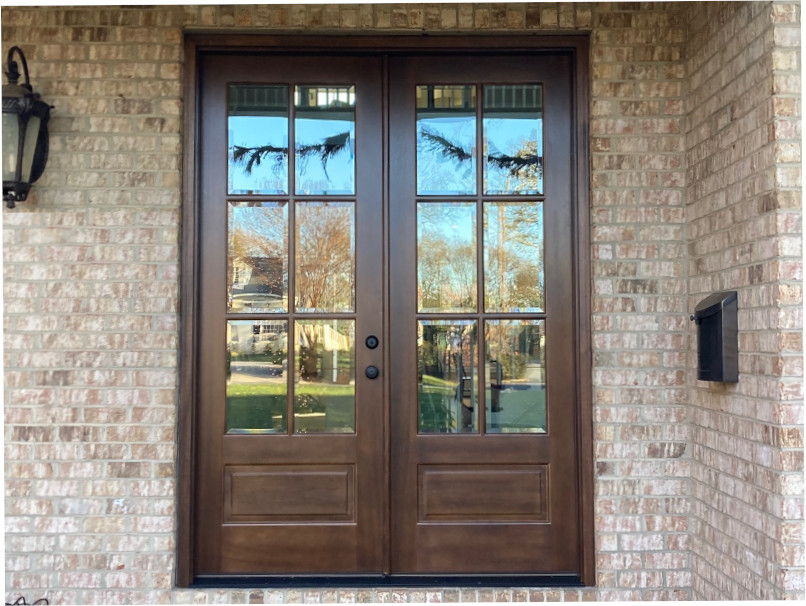 Modern Double Front Door with Half-Circle Pull Handles