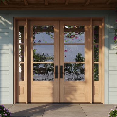 3 Lite Mahogany Double Entry Door with Sidelights | Grand Entry Doors