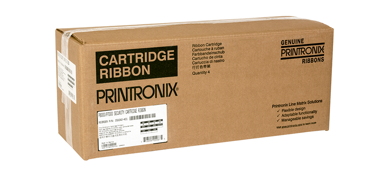 Printronix 255048-401 Extended Life Ribbon Cartridge , 4-Pack (P7000/P8000)