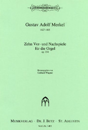 Ten preludes and postludes, Op. 134, by German Romantic composer Gustav Adolf Merkel (1827-1885). 
Allegro Moderato
Andante
Moderato
Allegro risoluto
Andante
Allegro
Moderato
Allegretto
Allegro moderato
Andantino