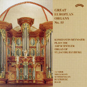 Konstantin Reymaier plays the Arp Schnitger Organ of St. Jacobi, Hamburg St. Jacobi's Schnitger organ may represent the most important organ restoration in history. The famed Jürgen Ahrend meticulously studied the jumble of material and information resulting from earlier rebuildings and World War II bombs, then rewove it in 1993 as Arp Schnitger surely must have built this magnificent and large instrument in 1692. Konstantin Reymaier plays works which must have been known to this organ when the works were recently composed! Franz Tunder Praeludium ex g Was kann uns kommen an für Not Matthias Weckmann Nun freut euch, lieben Christen g'mein Canzon in C Heinrich Scheidemann Verbum car factum est Dietrich Buxtehude Mit Fried und Freud ich fahr dahin BuxWV 76 Johann Sebastian Bach Toccata in E (Version in C) BWV 566
1999; Priory Recordings; 65:41