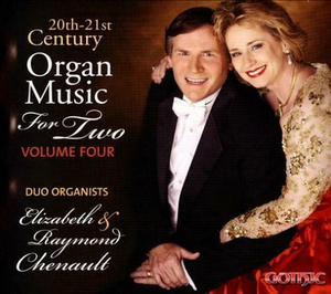 Volume 4 in the Chenault's series of 20th-21st c. Organ Music for Two, this cd feature newer, commissioned works for organ 4 hands and feet. Music by Stephen Paulus, David Briggs, Pamela Decker, Charles Callahan, Nicholas White, Andrew Lloyd Weber (arr. Chenault). Play time: 65:25

Washington National Cathedral and St. Andrew's Episcopal Ch in Amarillo, TX.