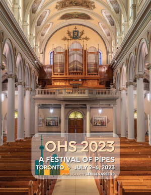 The OHS 2023 Pipe Organ Calendar, featuring organs in and around Toronto, site of the 2023 Festival of Pipes, a Convention offered in conjunction with the RCCO.  
OHS Members, $25.00. Non-Members, $30.00
Stock is limited - order early - makes a great gift! 