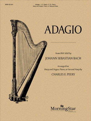 Peery's 2022 arrangement of BWV1060, Adagio from the Concerto for Two Keyboards, for Harp and Organ, or 2 Harps