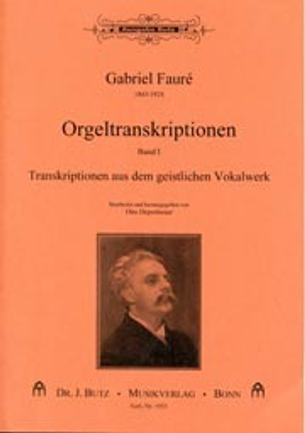 Contents: Pie Jesu- extrait du Requiem op. 48; Sanctus- extrait du Requiem op. 48; In Paradisum- extrait du Requiem op. 48; Cantique de Jean Racine; Maria, Mater gratiae; Ave Maria; Tu es Petrus; Tantum ergo; Ave verum; O salutaris; Messe Basse: Kyrie eleison, Sanctus, Benedictus, Agnus Dei  Published by Dr. J. Butz, 2006 Organ Solo, Difficulty level: intermediate
50 Pages