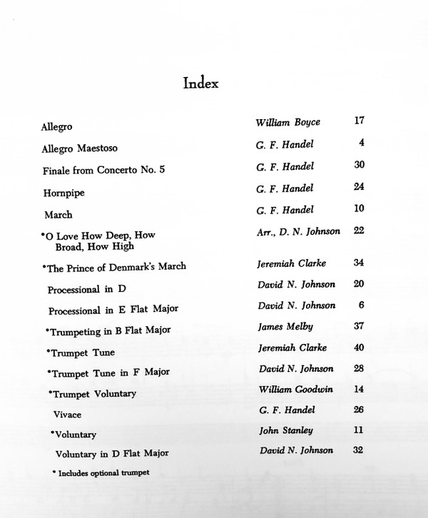 David N. Johnson, Wedding Music, Book 2: Processionals and Recessionals