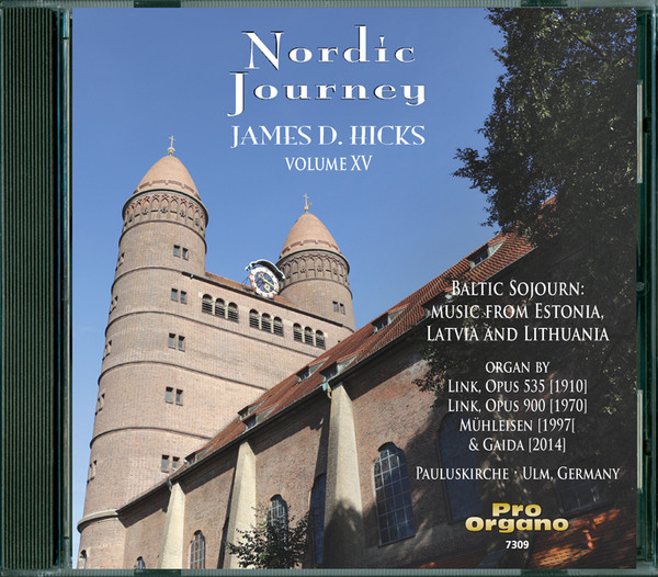 James D. Hicks continues his quest to discover hidden organ music treasures.  This time, in his 15th volume of the Nordic Journey series, he sets his attention to composers from the Baltic states of Estonia, Latvia and Lithuania.  The featured organ was most recently restored and updated by Gaida in 2014, and is found in the domed gallery of Pauluskirche in Ulm, Germany.
Music by Medini, Karindi, Kuprevicius, Sasnauskas, Jermaks, Maltis, Pinkevicius and Dubra. Play time: 79'25"
2023, Pro Organo 