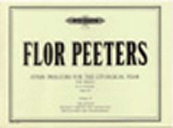 The first volume of Peeters 24 volume set of chorale preludes for the liturgical year. Ed. Peters, 19 pgs, easy/med. A great resource when you need a quick prelude.