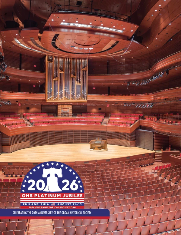 2026 marks a milestone year for the Organ Historical Society - its platinum jubilee, celebrating 70 years since OHS' founding in 1956. The Convention was held in mid-August, in and around Philadelphia, and focused on historic and more recent installations, including the new Dobson organ at the Curtis Institute of Music and the restored 1824 Hilbus cabinet organ at Stoneleigh, OHS' headquarters.