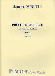 Maurice Duruflé, wrote only a small body of works for solo organ, but is one of the most important French sacred composers of the 20th century. His Requiem Op. 9 is his most famous work, but he also wrote an important body of solo organ music. He was also famous as an organist, having served as the titulaire of St. Étienne du Mont, as well as having given the premieres of important organ works such as Poulenc's Organ Concerto. His transcriptions of improvisations of his teacher, Charles Tournemire, are also popular concert repertoire today. The Prélude et Fugue sur le nom d'Alain, Op. 7, is perhaps his most played and most substantial solo organ work. Written in 1942, it is dedicated to Jehan Alain, the French organist and composer who was tragically killed in World War II. In order to turn his name into a musical motif, Duruflé invents a musical 'alphabet': the letters a - h are the same as their note names, after which Duruflé repeats the cycle, so i=a, j=b, k=c, l=d, m=e and n=f. Matching this to Alain's surname produces the melodic fragment a-d-a-a-f, which Duruflé subjects to wide variation and development. In addition, in the Prélude, Duruflé bases the second subject on (and later quotes) the theme of Alain's "Litanies", Alain's most popular work. This piece is thus a touching tribute from one great master to another.