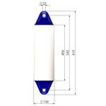  Polyform 15 x 61cm F1 Cylindrical Fender Bundle White/Blue (8 Pack) 