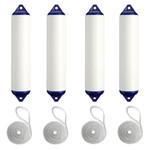  Polyform 22 x 104cm F4 Cylindrical Fender Bundle White/Blue (4 Pack) 