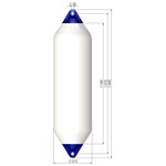  Polyform 38 x 144cm F8 Cylindrical Fender Bundle White/Blue (4 Pack) 