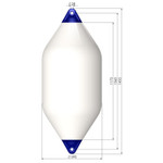  Polyform 59 x 146cm F11 Cylindrical Fender Bundle White/Blue (4 Pack) 