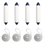 Harrington Marine Harrington 19 x 101cm Size 5 Cylindrical Fender Bundle White/Navy (4 Pack) 