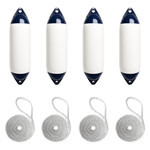 Harrington Marine Harrington 14 x 58cm Size 2 Cylindrical Fender Bundle White/Navy (4 Pack) 