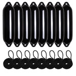  Majoni 15 x 58cm Star 2 Cylindrical Fender Bundle Black (8 Pack) 