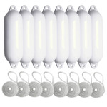  Majoni 15 x 58cm Star 2 Cylindrical Fender Bundle White (8 Pack) 